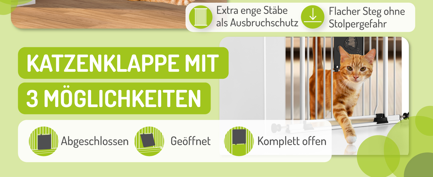 Захист для воріт BOMI Mira | Сітка для воріт з люком для котів | Ідеальний захист для собак, котів та цуценят | Металева сітка для воріт у квартиру, білий колір | Ширина: 73-83 см