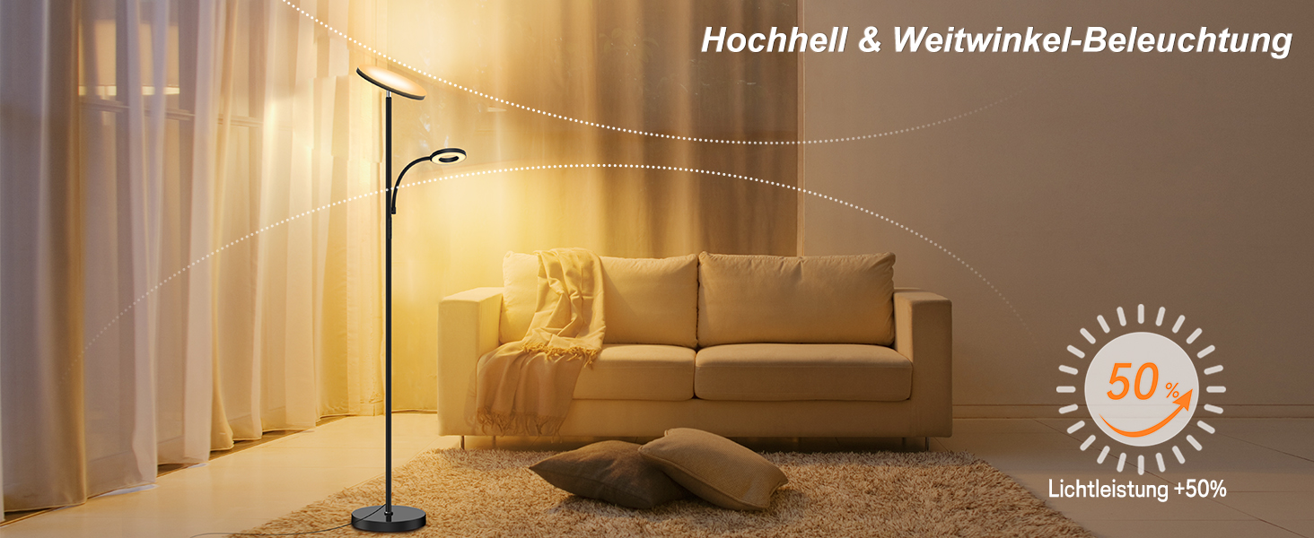 LED торшер, 42W, 16 мільйонів кольорів RGBCW, WiFi, Smart, двосторонній, для вітальні, сумісний з Alexa/Google Home, синхронізація з музикою, плавне регулювання яскравості, торшер для спальні