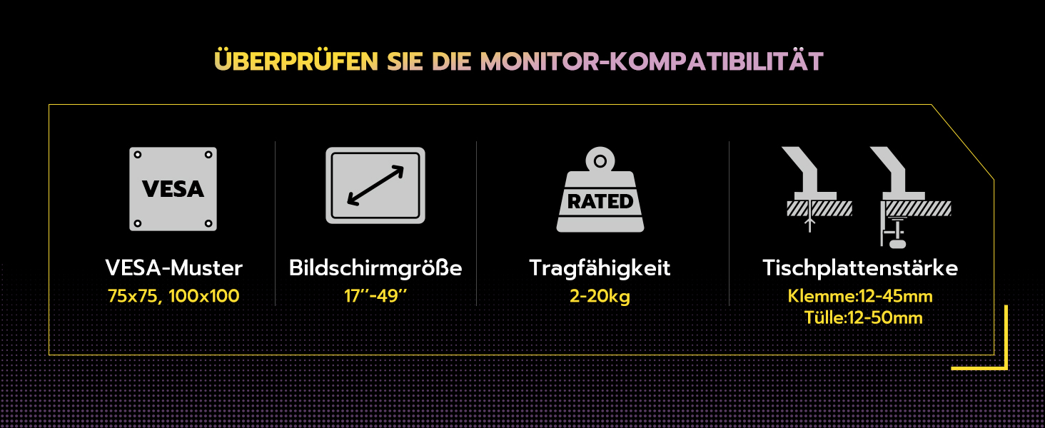Кріплення для монітора ARES WING: регульована підставка для моніторів 17-49 дюймів, газліфт, VESA 75/100 мм, чорний (без USB)