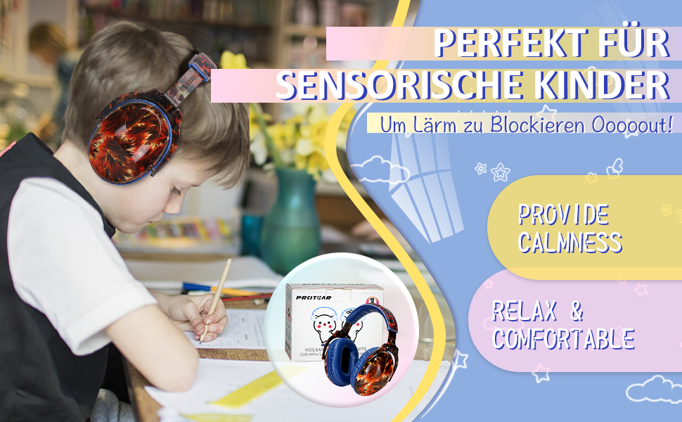 Навушники для захисту від шуму для дітей з аутизмом, SNR 28 dB. Ідеально для феєрверків та концертів.