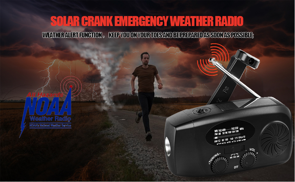 Радіо на сонячних батареях і з ручним заводом Notfallradio – AM/FM, погода, ліхтарик LED, SOS, 2000mAh, зарядка для смартфонів, чорний
