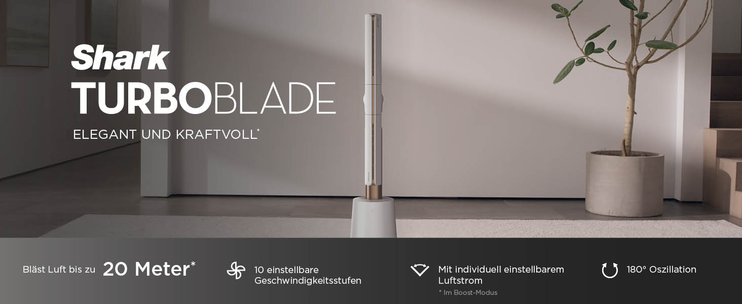 Вентилятор Shark TurboBlade TF200SEUWH: тихий, потужний, з дистанційним керуванням та осциляцією 180°