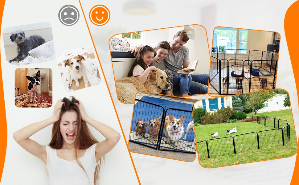 Клітка для цуценят Yaheetech 8-секційна з воротами, 61x61 см, для собак, котів, кроликів