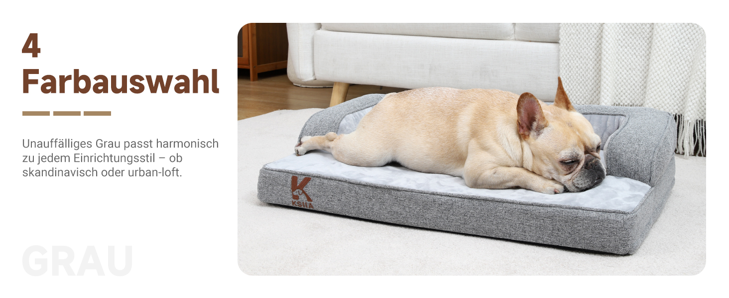 Ортопедичне ліжко для собак KSIIA, великі породи, кошик для собак, знімний та пральний чохол, водонепроникне ліжко для собак з бортиком, неслизьке дно, темно-сірий, 88x55x15 см