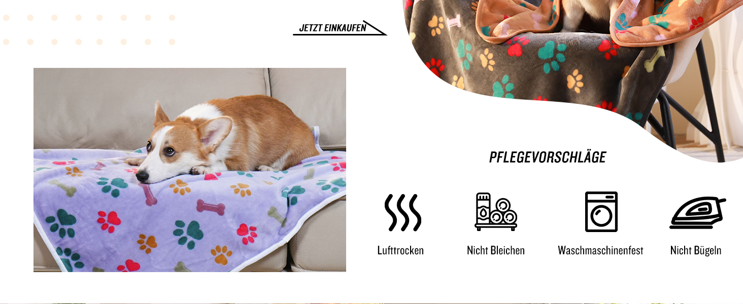 М'яка ковдра для собак та котів Luciphia, 3 шт. у наборі, 104*76 см, фліс, сіра з лапками