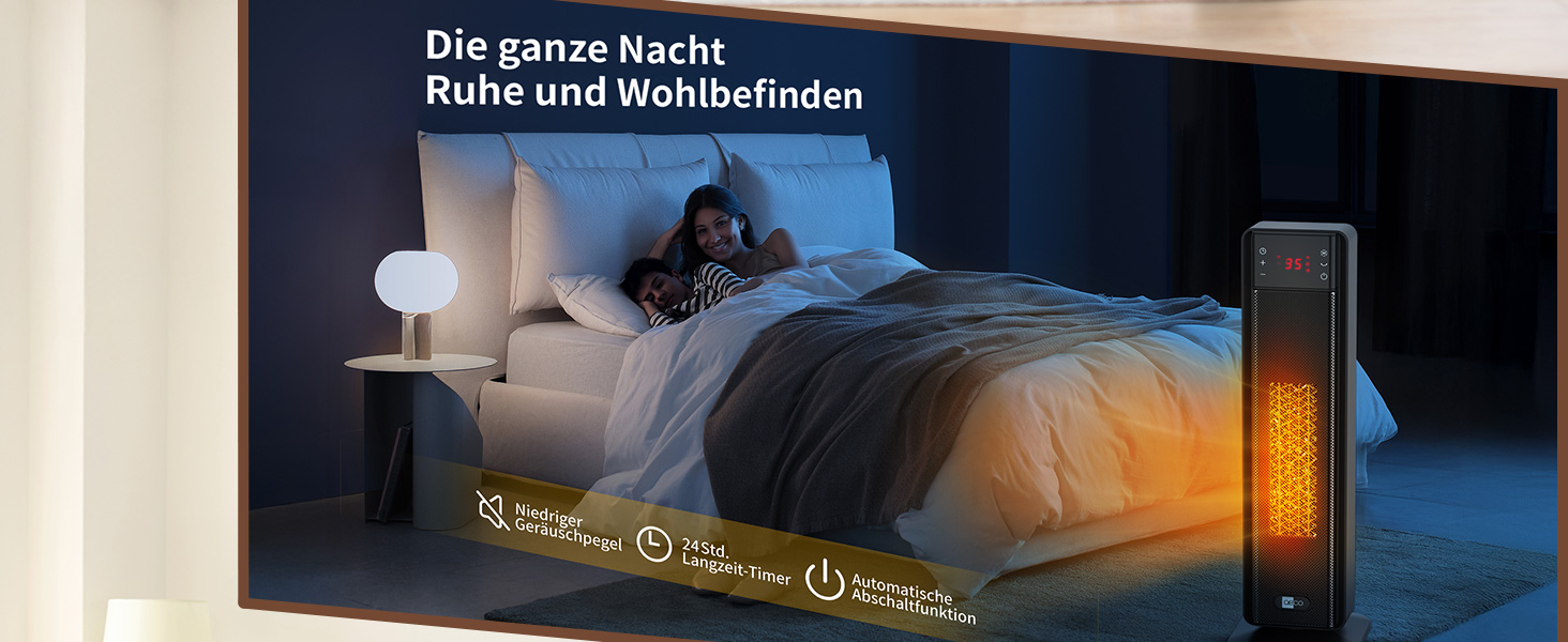 Електричний обігрівач Aeco EcoHeat Boost 58 см з пультом керування, 2000 Вт, LED ECO-режим, таймер 24 год, 4 режими, тиха кераміка, термостат, захист від перегріву та перекидання, осциляція. Smart Tower ECO