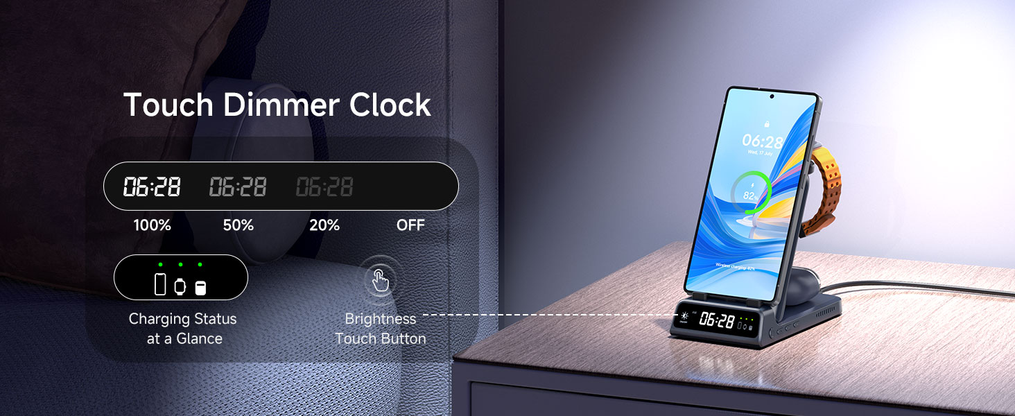 Бездротова зарядка SwanScout 703S 3-в-1 для Samsung Galaxy S25/S24/Fold 7, Watch 8/8 Classic/Ultra та Buds (Технічний сірий)