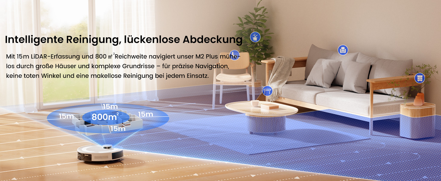 Робот-пилосос LEFANT M2Plus з функцією миття, 6000Pa, LiDAR-навігація, самоочищення, для видалення шерсті тварин, білий