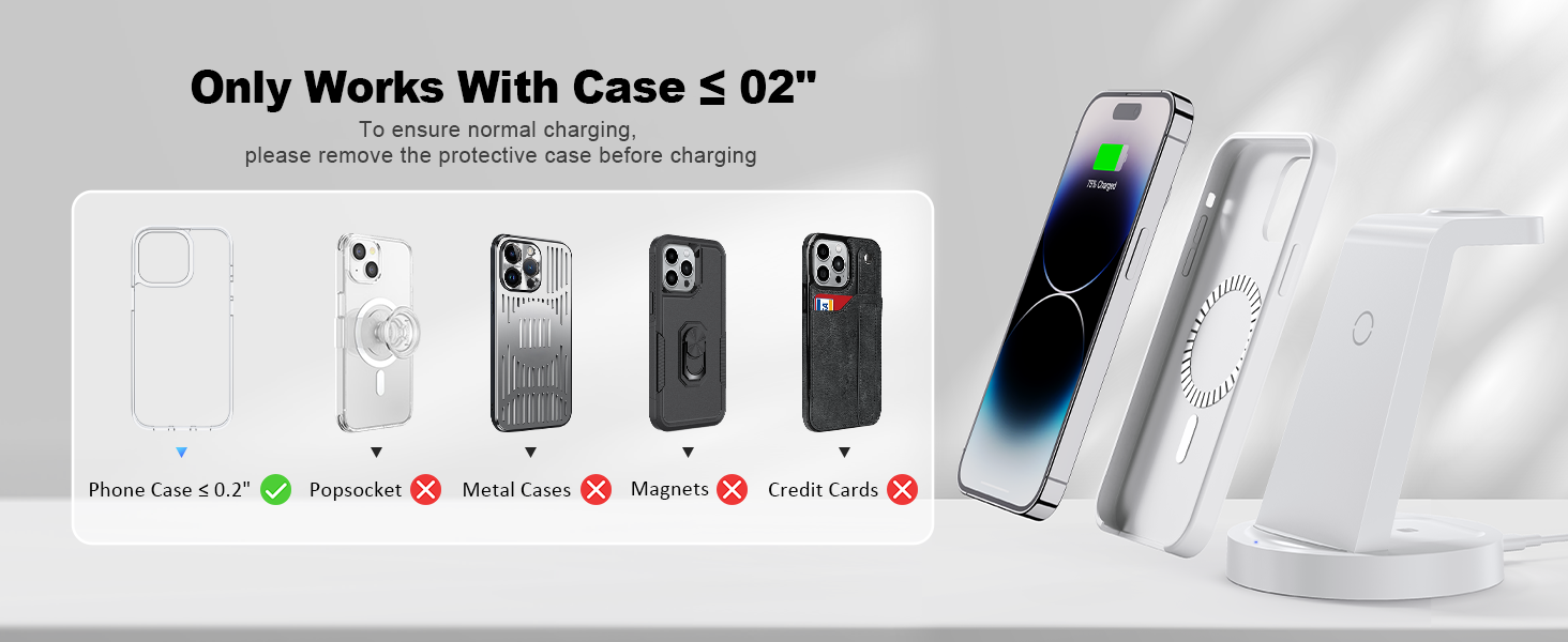 Зарядний станція 3 в 1 для iPhone з бездротовою зарядкою - сумісна з iPhone 16, 15, 14, 13, 12, 11, X, Pro, Max та Apple Watch, AirPods. 18W адаптер в комплекті.