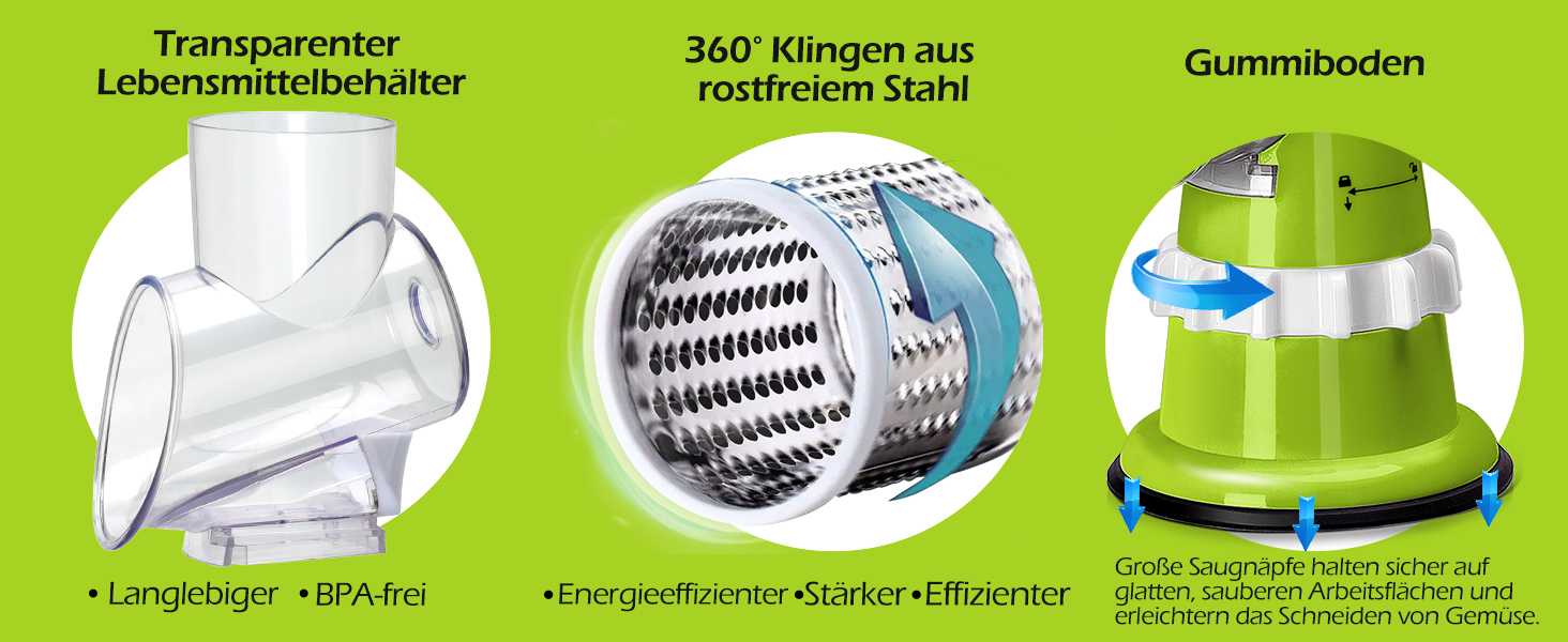 Ручна тертка для овочів 3-в-1 з нержавіючої сталі, терка для сиру з ручкою та 3 змінні леза, для салату, горіхів, фруктів, піци