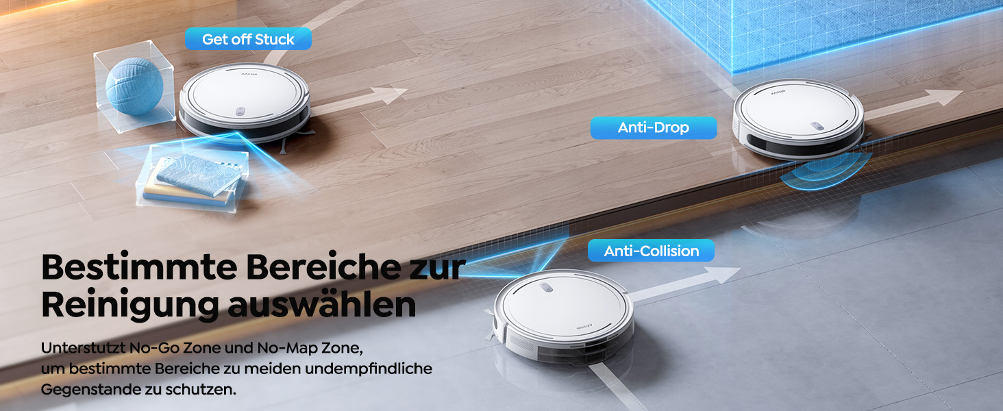 Робот-пилосос з функцією миття підлоги Vyzzle 5000Pa, LDS навігація, модель D10, білий. Ідеально для шерсті тварин, килимів та твердих підлог. Керування через додаток/Alexa.