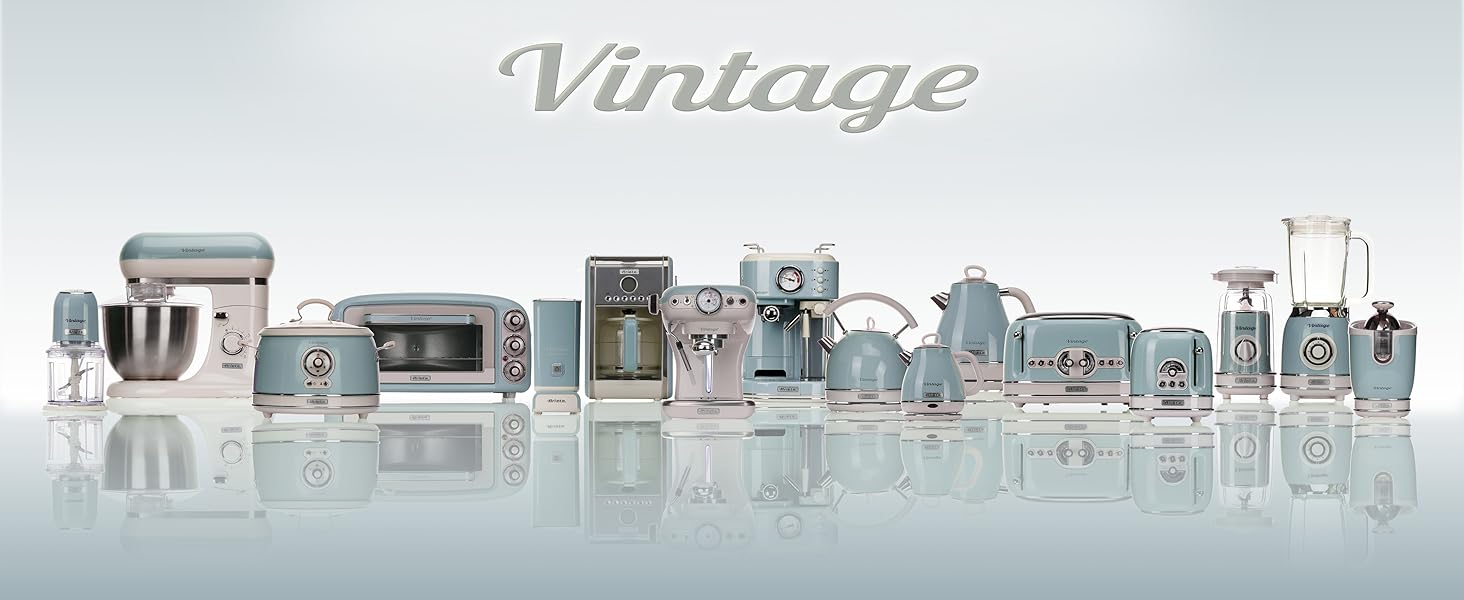 Міксер ручний Ariete Vintage 1548, 450W, 5 швидкостей, Turbo, 2 насадки, для тіста та збивання (Блакитний)