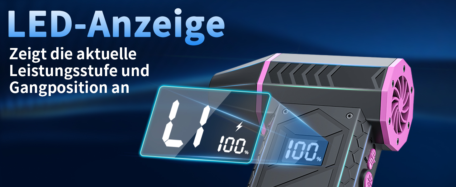 Електричний пилосос-фен, 10000mAh, LCD, міні-фен з ліхтариком для відпочинку на природі, 180000RPM, 4-та ступінь сили, чорний