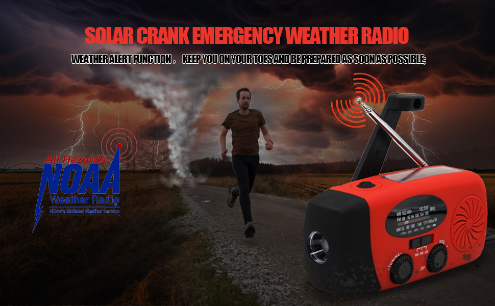 Радіо на сонячних батареях та ручному приводі Notfallradio – AM/FM, погода, ліхтарик LED, SOS, акумулятор 2000mAh, зарядка для смартфонів, червоний