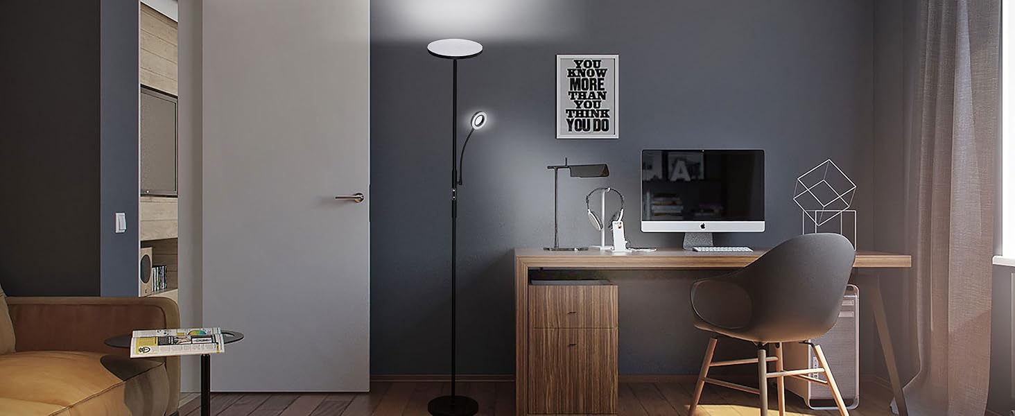 LED-стійка лампа Modlicht 35W з регулюванням яскравості, чорна, 4200LM з пультом ДУ та сенсорним керуванням, 3000-6000K, для вітальні, спальні, офісу
