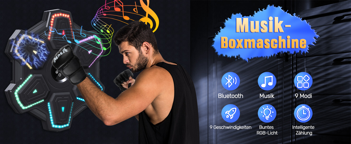 Sema Music Boxing Machine - Bluetooth LED Punching Target for Home Fitness Training