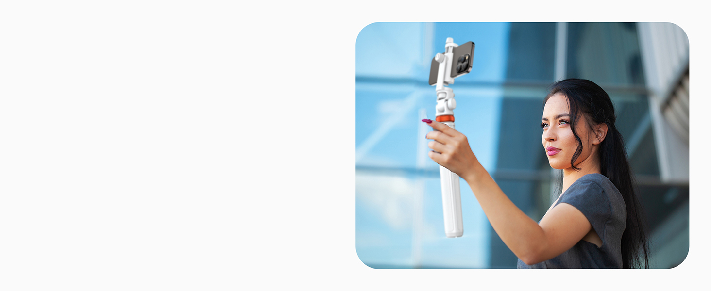 Штатив для смартфона та селфі-стика з пульт дистанційного керування, 158 см, міцна конструкція, регульований, для iPhone/Android (Мінеральний білий)