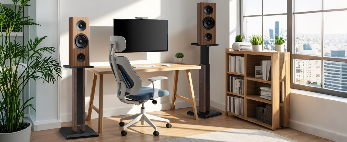 Підставка для акустики 65-85 см, регульована по висоті, дерев'яні підставки для сателітної акустики 4-10 дюймів, 20 кг, набір 2 шт (колір: коричневий)