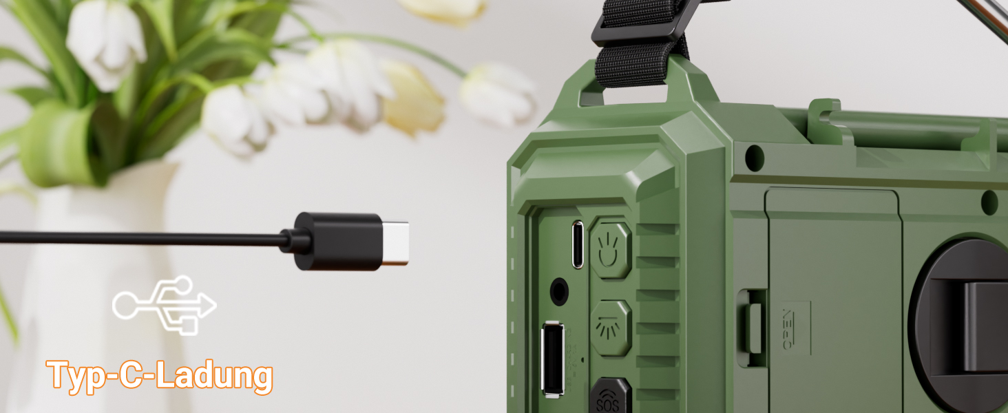 Mesqool Радіоприймач на кришці з Powerbank 12000mAh, AM/FM/SW, радіо невідкладної допомоги з SOS-сигналом, ліхтарик, динамо, для кемпінгу та подорожей, зелений