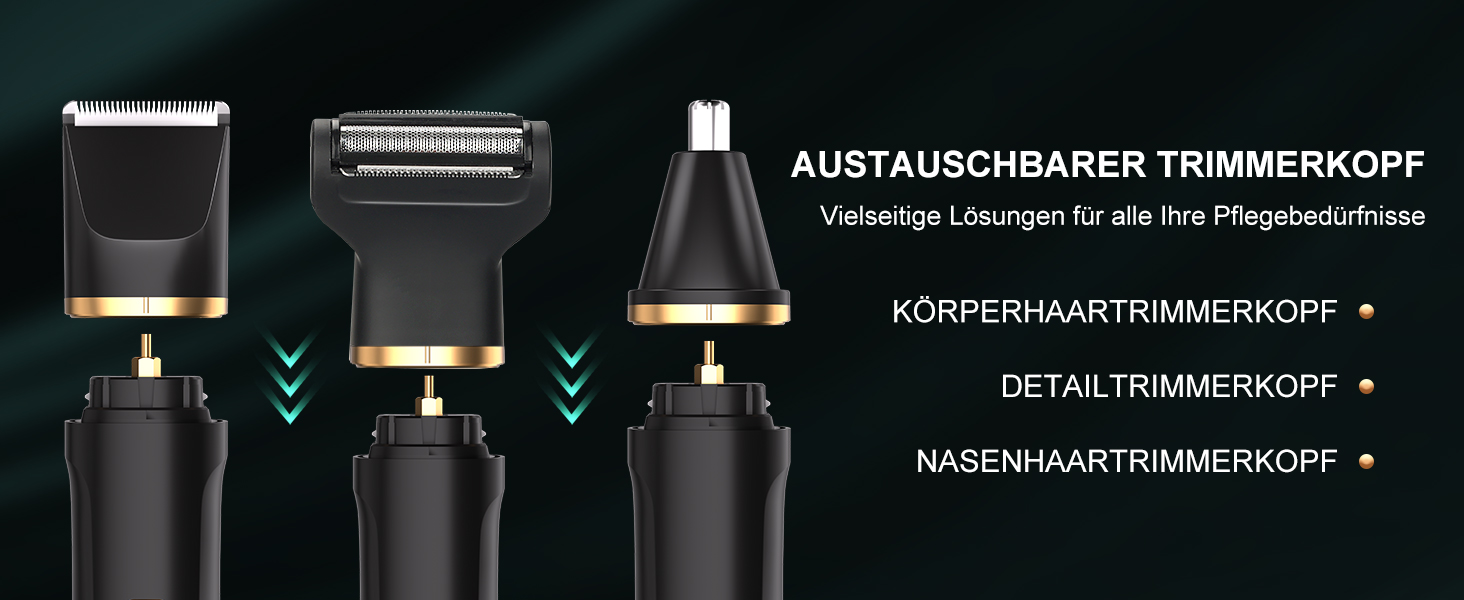 Електричний триммер для чоловіків 3-в-1 Intimrasierer: триммер для носа, обличчя та тіла, IPX7, чорний