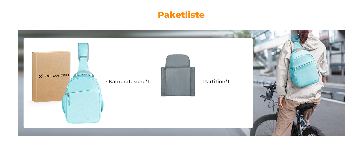 Сумка для камери K&F Concept, сумка-переноска на плечі, фоторюкзак, маленький, водонепроникний, регульований плечовий ремінь, рюкзак для DSLR/SLR камери, об'єктив, 5 літрів, блакитний