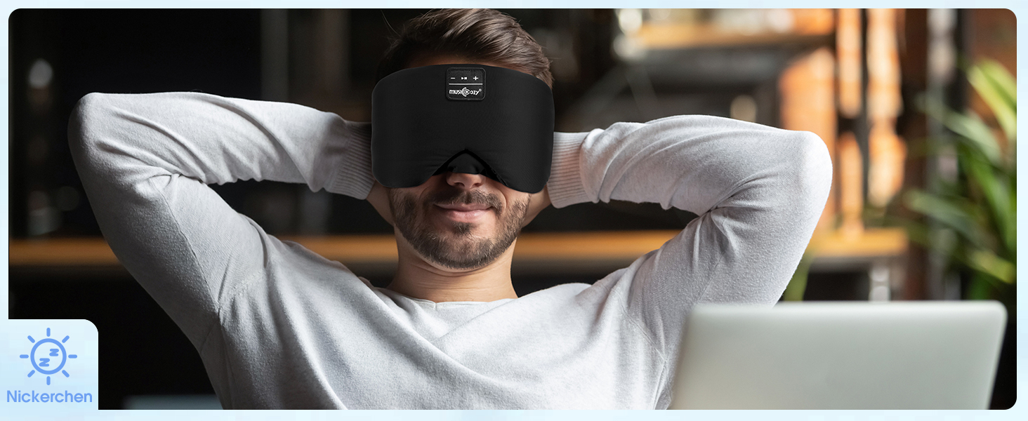 Маска для сну з Bluetooth навушниками, шовкова, 100% затемнення, для чоловіків та жінок, м'яка, для сну, подорожей та релаксації, чорна