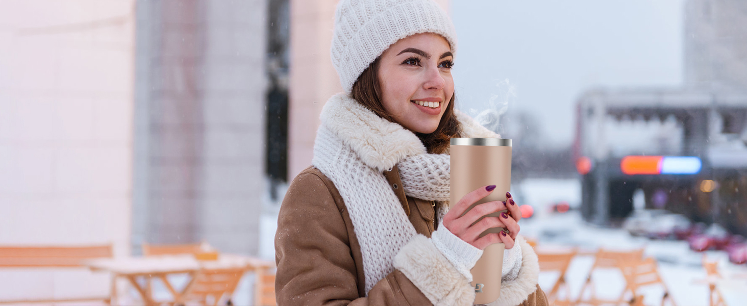 Термокружка Riley Joy 2.0 з нержавіючої сталі 1л з трубочкою та ручкою - для кави з собою, блакитна