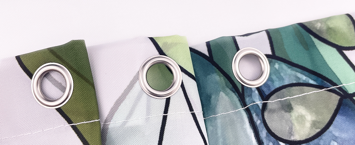 Штора для душу 200x200 см, зелені листя, антигрибкова, текстильна, водовідштовхувальна, пральна, поліестер, з кільцями (12 шт.) для ванної кімнати