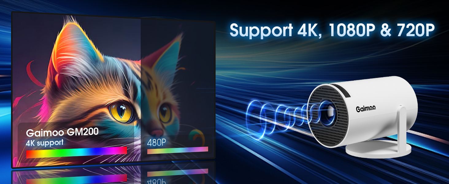 Портативний проєктор Mini Beamer 4K FHD 1080P з підтримкою WiFi та Bluetooth, Android/iOS, для домашнього кінотеатру