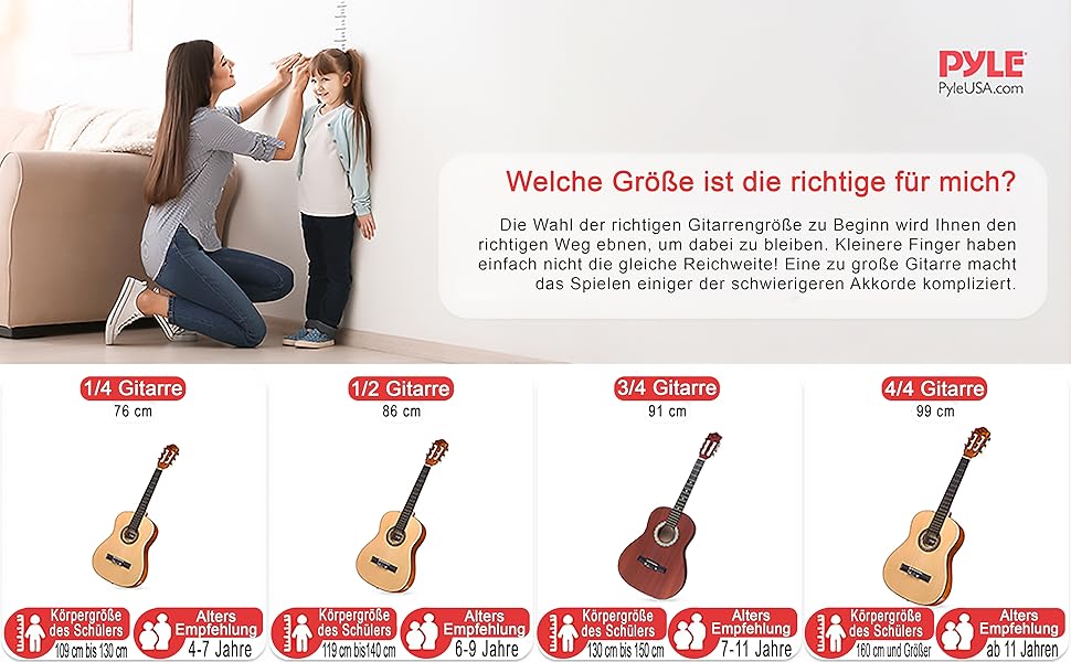 Акустична гітара Pyle для дітей та початківців, ½ розміру, чорна (сапеле, 91 см), комплект з чохлом, тюнером та медіатором