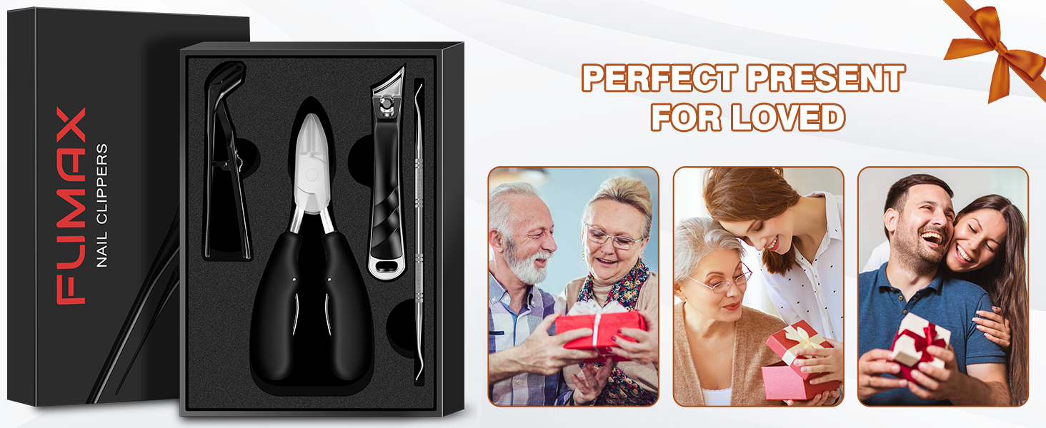 Кусачки для нігтів для літніх людей з широкою щелепою та довгою ручкою, кусачки для кутикули з кутовою головкою, для товстих нігтів, з контейнером для збору обрізків, подарунковий набір для чоловіків та жінок, чорні