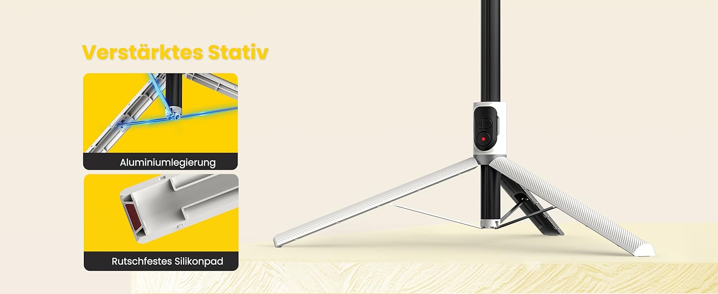 Стабілізатор для телефону AOCHUAN M2Pro, 4-в-1 RGB світло, тримач для смартфона, 108 см, чорний/білий