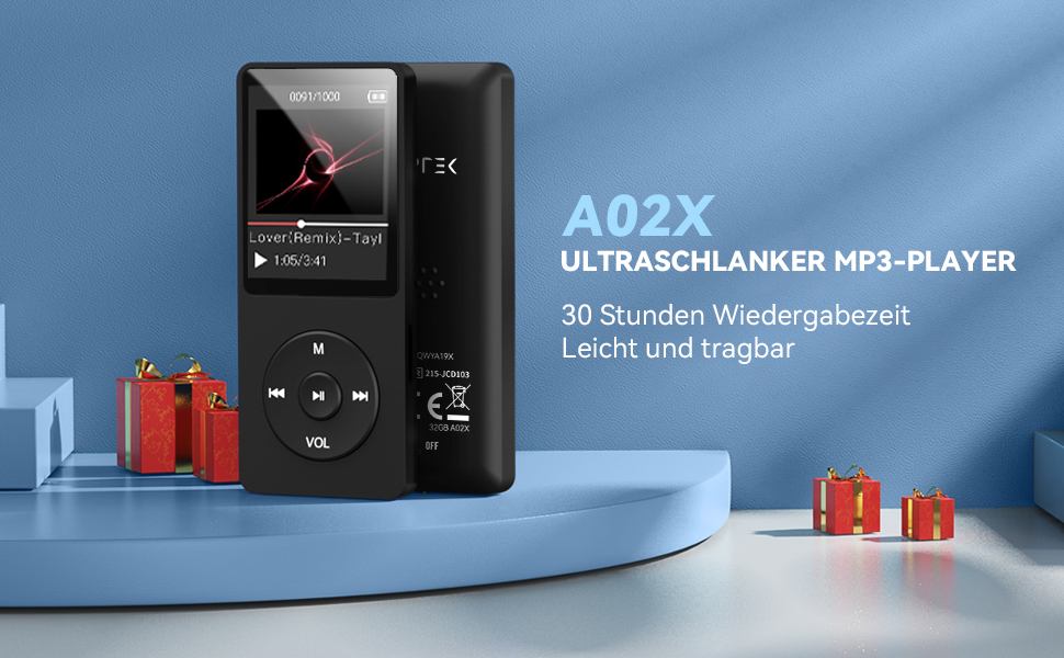 MP3-плеєр AGPTEK 32GB зі спікером, 70 годин роботи від акумулятора, 1.8