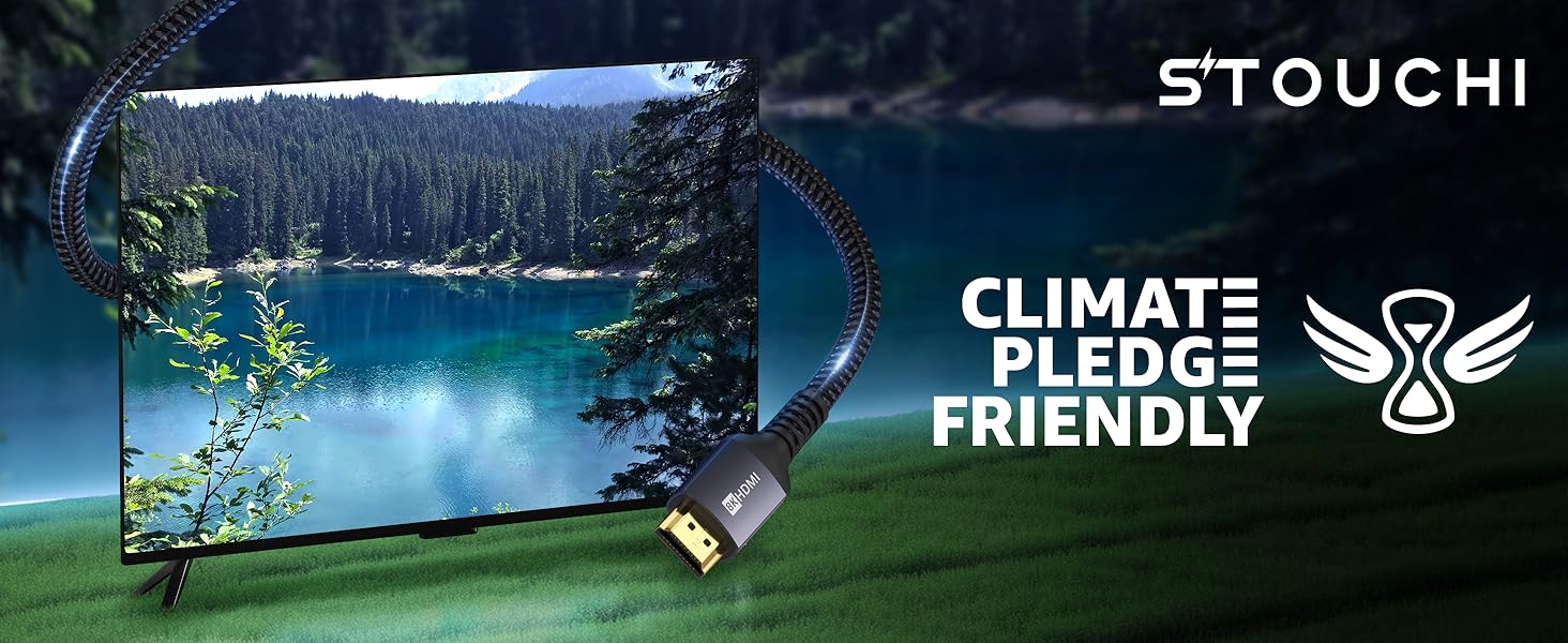 HDMI кабель Stouchi 2 м 8K 10K 4K Ultra High Speed 48Gbps 4K120 144Hz eARC HDR10 4:4 HDCP 2.2/2.3 Dolby, сумісний з Fire TV/Roku TV/PS5/Xbox Series X/Samsung/Sony/LG (2 шт., чорний)