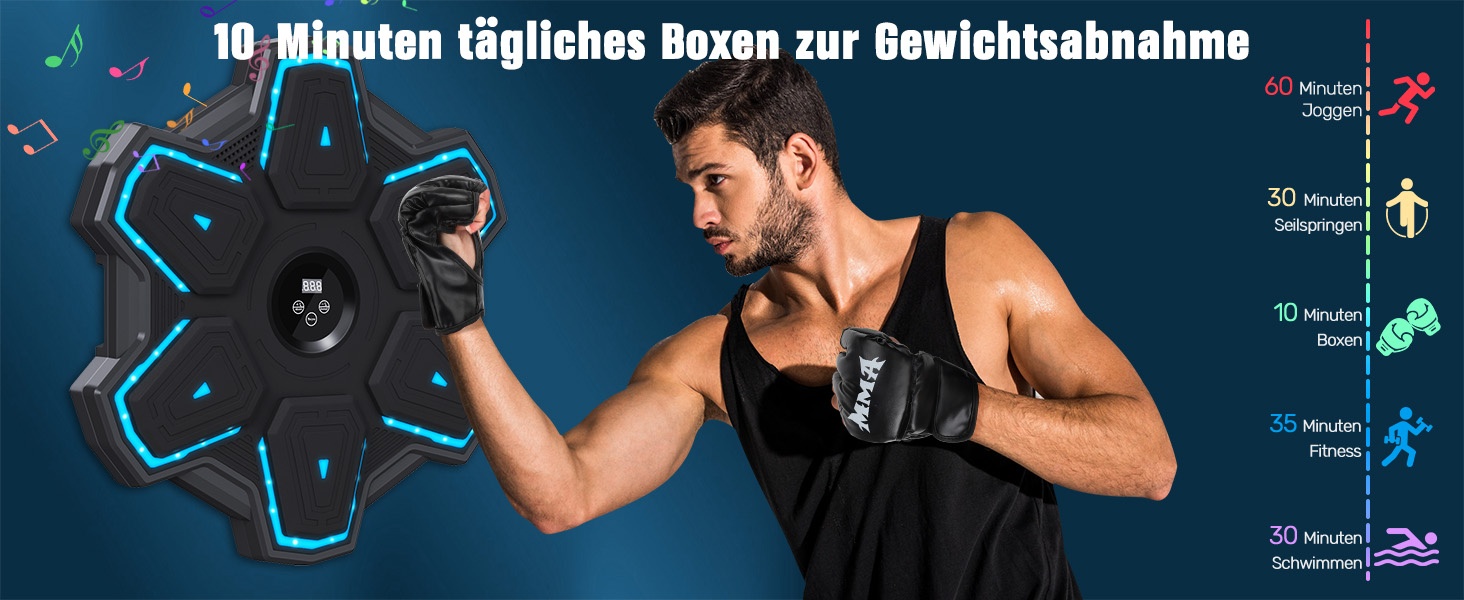 Sema Music Boxing Machine - Bluetooth LED Punching Target for Home Fitness Training