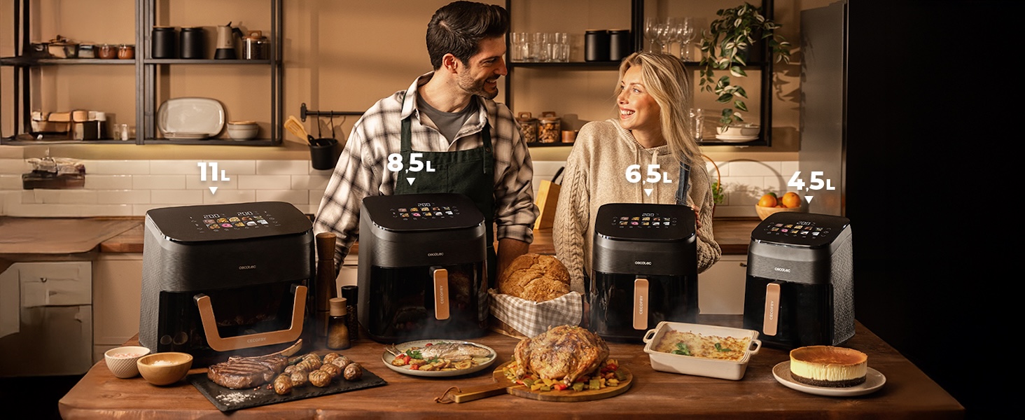 Фритюрниця Cecotec Cecofry & Grill Smokin' 6500 Plus 6.5л з грилем та функцією копчення, 2200 Вт, чорна