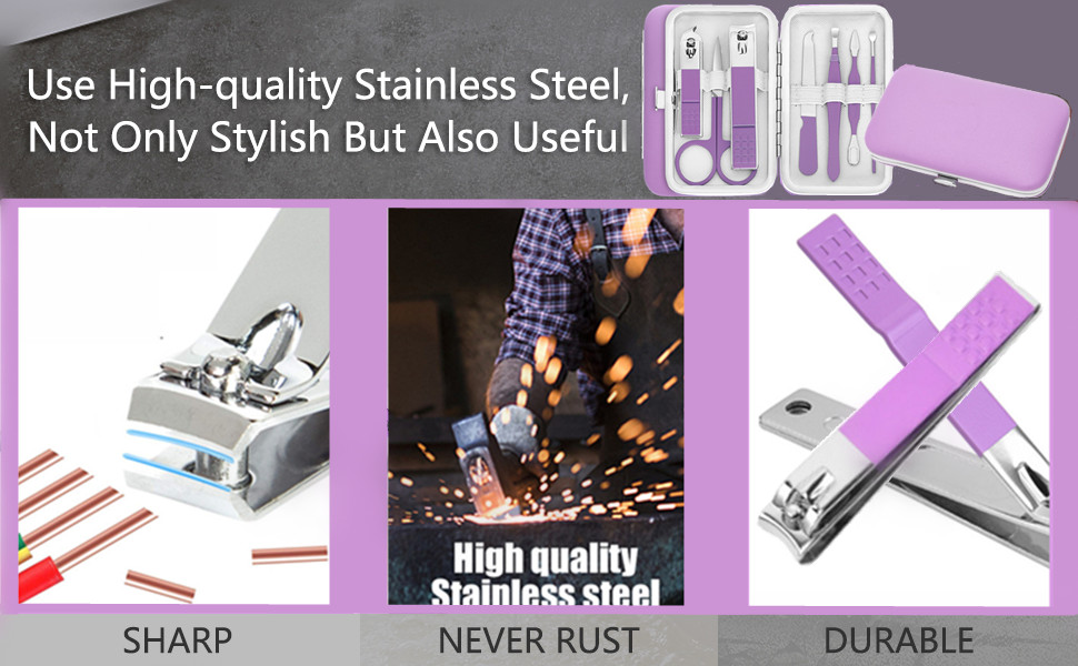 Набір для манікюру та педикюру Fenlebenil: базовий комплект для догляду за нігтями (фіолетовий)