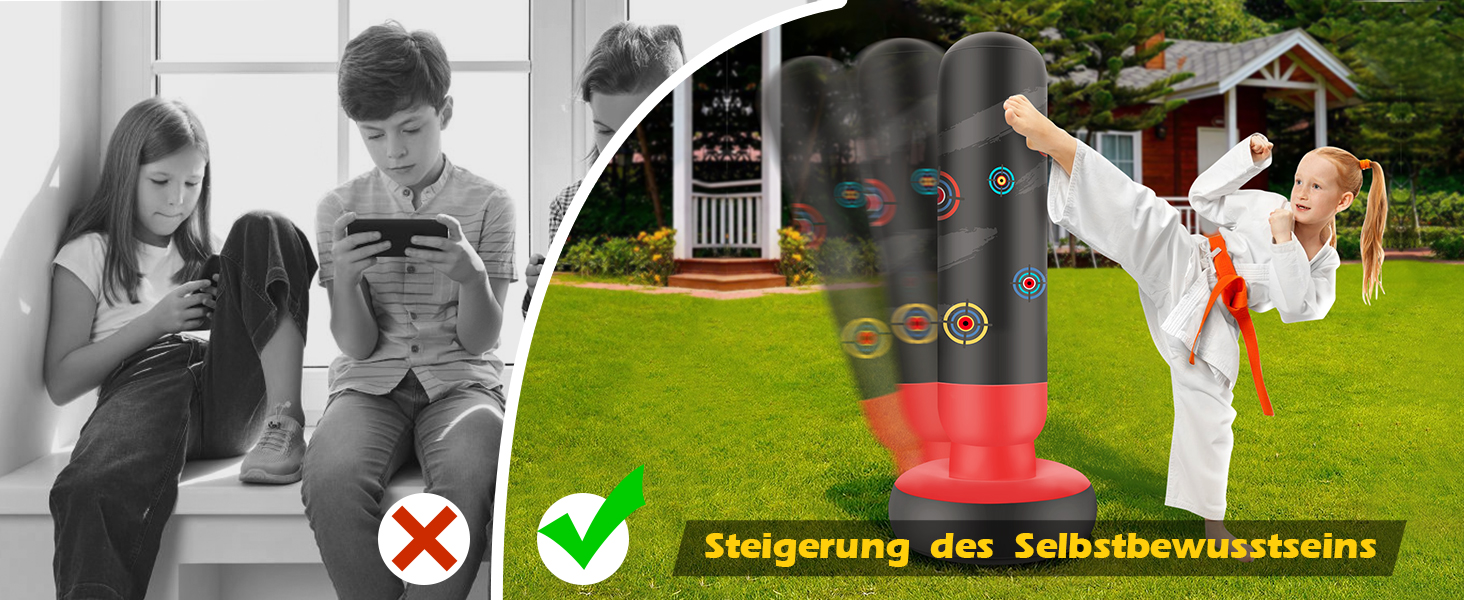 Дитячий боксерський мішок для карате та тхеквондо - 160 см, стоячий, для зняття стресу, з повітряним насосом. Підходить для хлопчиків та дівчаток 3-10 років