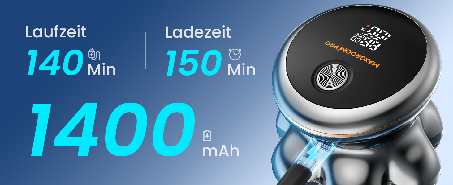 MAXGROOM 7D Glatzen Rasierer Herren - Електрична бритва для гоління голови, срібляста, акумуляторна (1400mAh), водонепроникна IPX6, Type-C