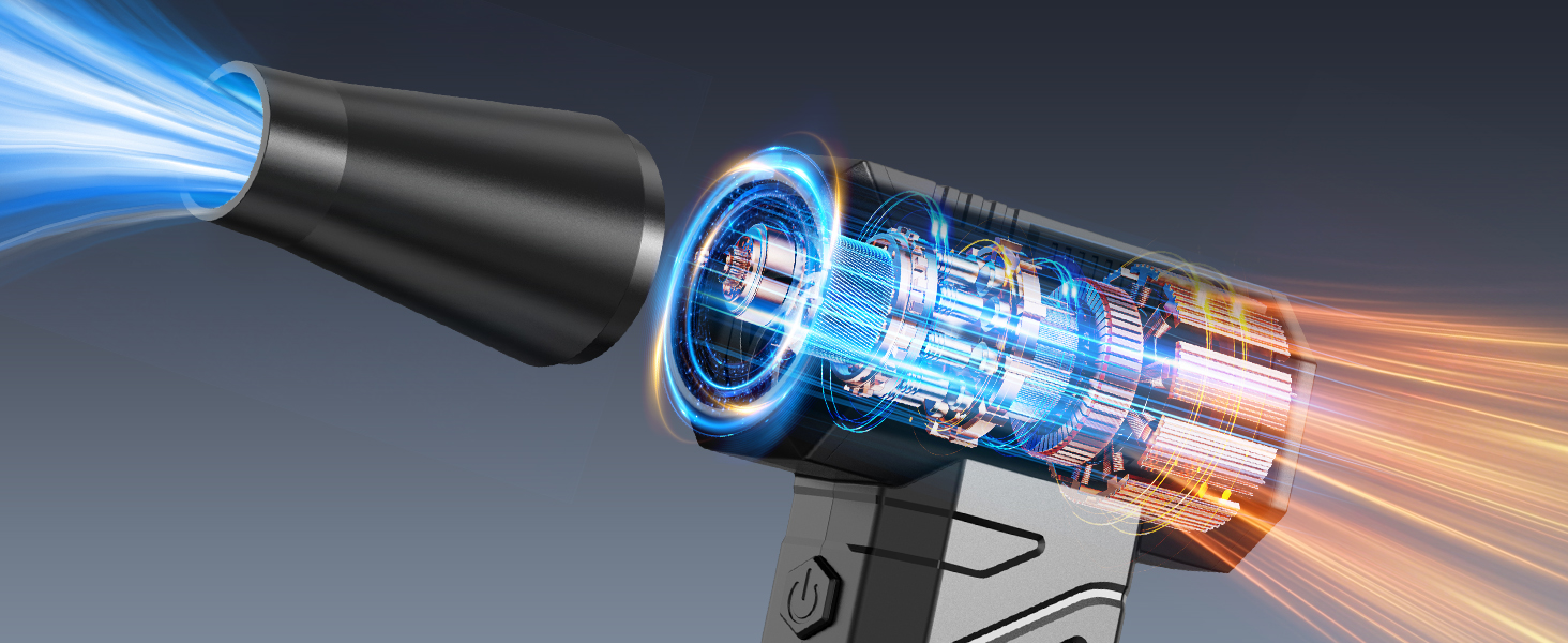 Електричний пилодув для ПК та приміщень - Air Duster 200000 RPM, 4-рівні, акумуляторний, чорний