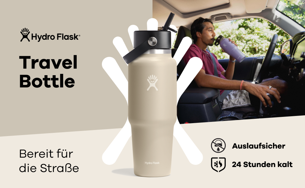 Hydro Flask 32oz Wide Mouth Flex Straw Travel Bottle - Stainless Steel, Vacuum Insulated, Leakproof, BPA-Free