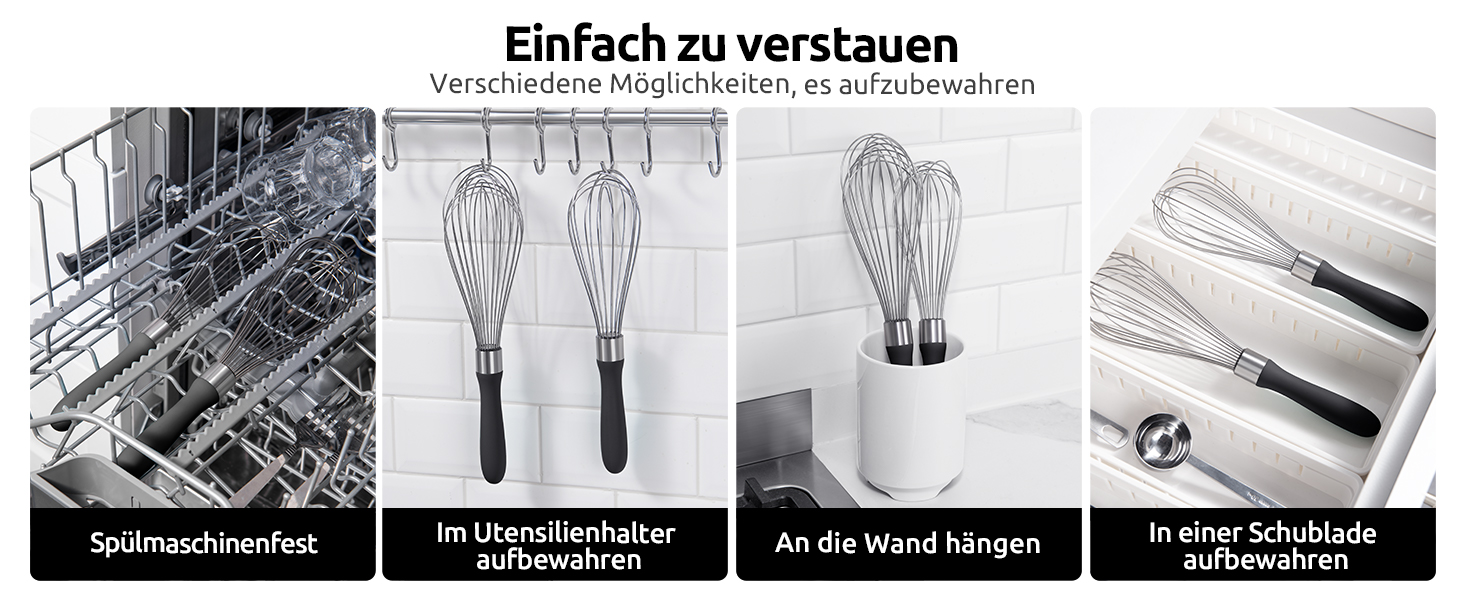 Міксер кухонний U-Taste зі сталі 18/10, 30 см, 12 гнучких дротів, силіконовий грип, для тіста та соусів