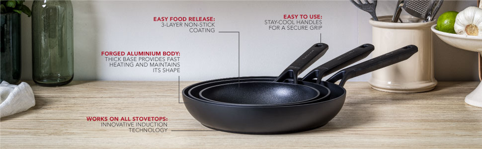 Сковорода для млинців KitchenAid Classic 24 см, кована, анодований алюміній, керамічне антипригарне покриття без PFAS, для індукції, духовки, посудомийки, чорна
