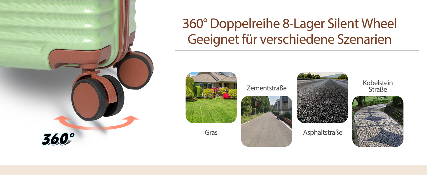 Чохол для ручної поклажі літака, жорсткий, з 4 колесами-спіннерами, легкий, маленький, з TSA-замком (зелений)