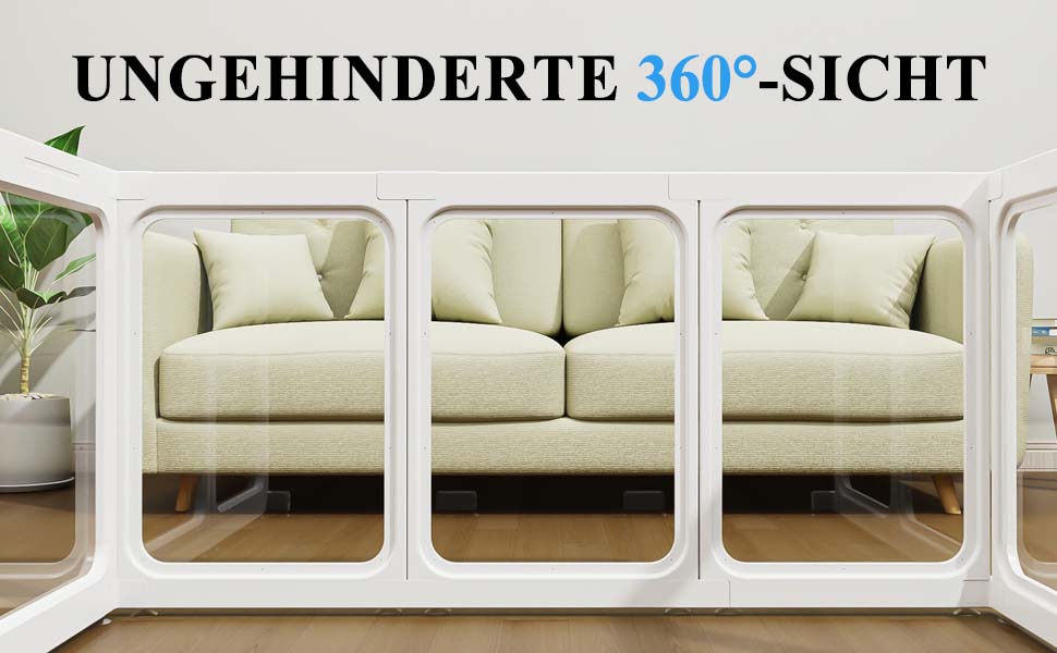 Кіяниця для цуценят SISKEYCOOC 60см з акрилового пластику, прозора, з дверцятами, для собак середніх та маленьких порід, легка у догляді, для дому (10 шт.), білий колір, 60см висота