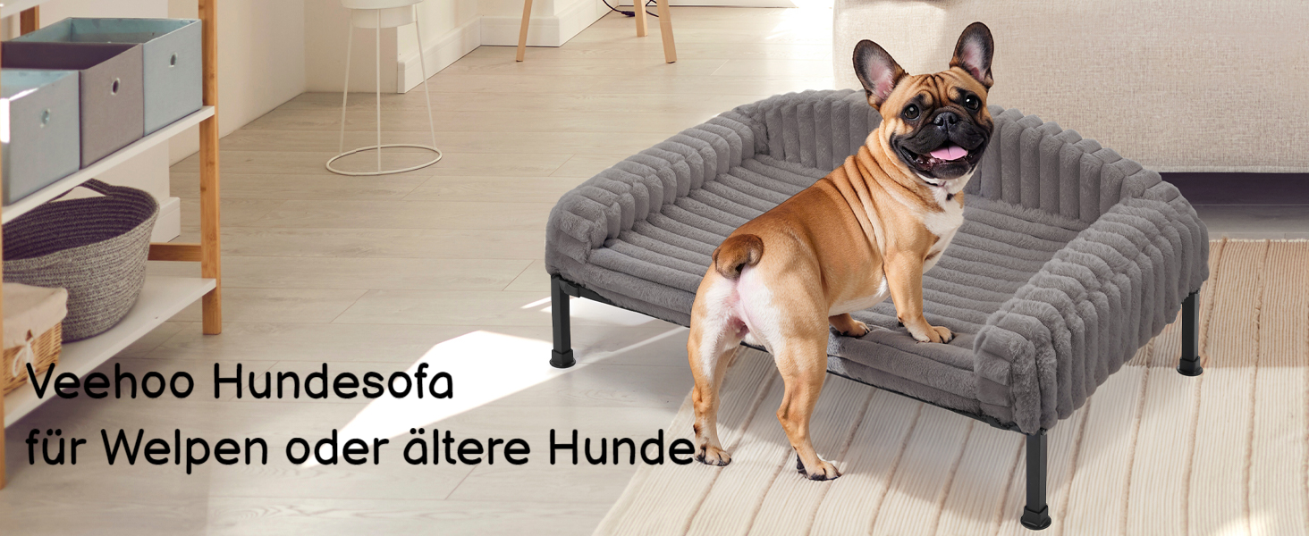 Ліжко для собак Veehoo - м'яке, з ортопедичним матрацом, 60x45x10 см, білий колір