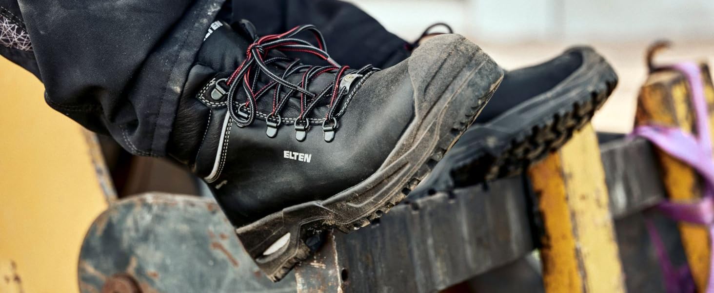 Робочі черевики ELTEN Reaction XXT Low ESD S3S, шкіряні, для жінок та чоловіків, з пластиковою капою, легкі, міцні, 46 EU