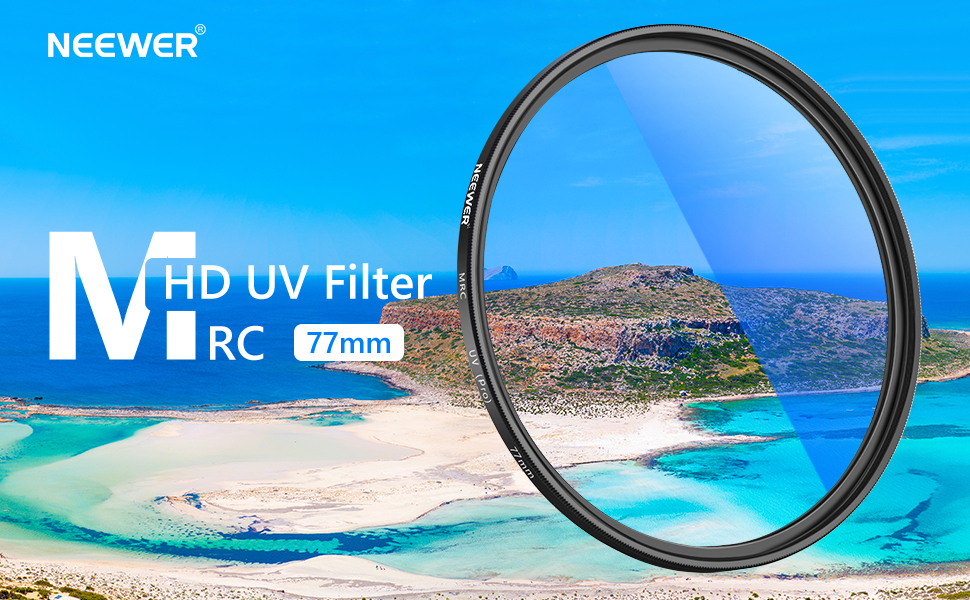 NEEWER UV-фільтр 77 мм: захист, висока роздільна здатність, водонепроникність, стійкість до подряпин, нанопокриття, ультратонкий фільтр для об'єктива камери