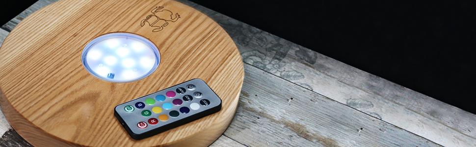 Kaya Shisha LED Coaster, with LED and Remote Control, Hookah Accessories (Ashwood, Ø 22cm)