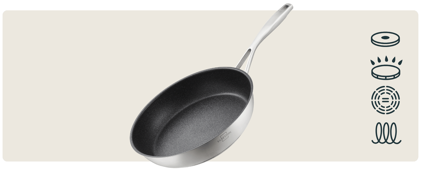Набір сковорідок SILBERTHAL Induktion: 2 шт. (28 см + 24 см), нержавіюча сталь, індукційне дно, антипригарне покриття